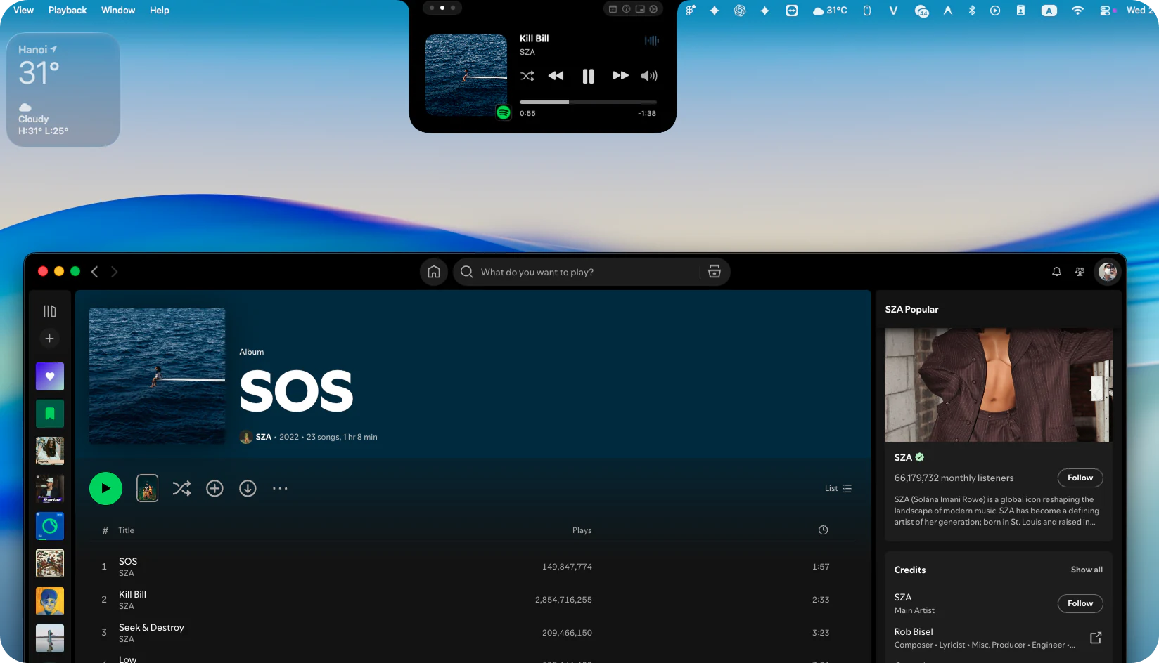 OneNotch Now Playing controls on the MacBook notch