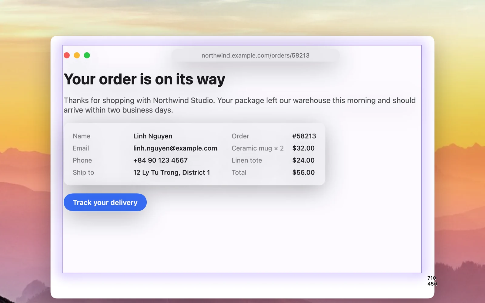 Selecting an area: a glowing purple selection border, a size label, and the screen still at full brightness