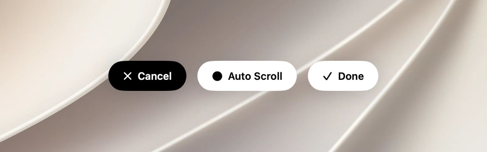 The scrolling capture controls during a capture: Cancel, Auto Scroll, Done