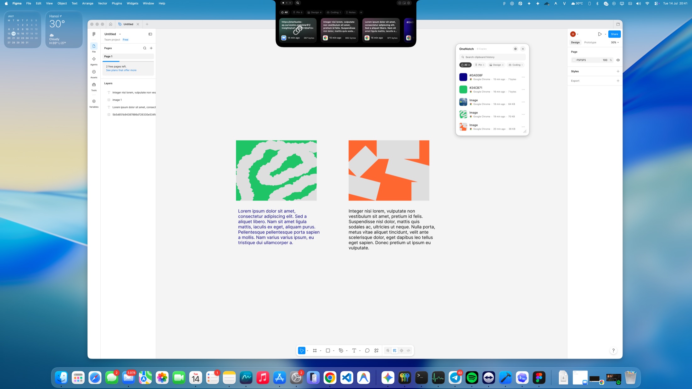 OneNotch clipboard panel opening at the cursor
